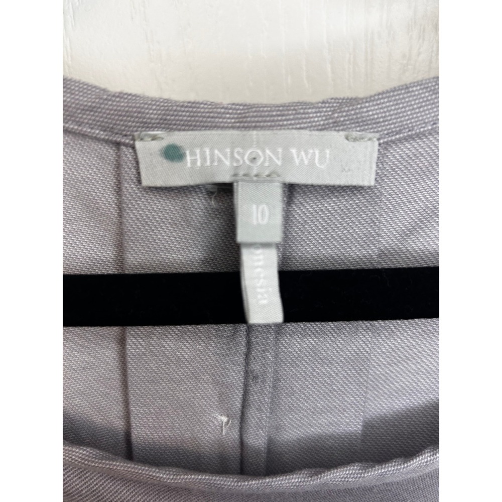 Hinson Wu Women Gray 3/4 Sleeve Pleated Back Button Detail‎ Top Size 10 - Picture 4 of 6